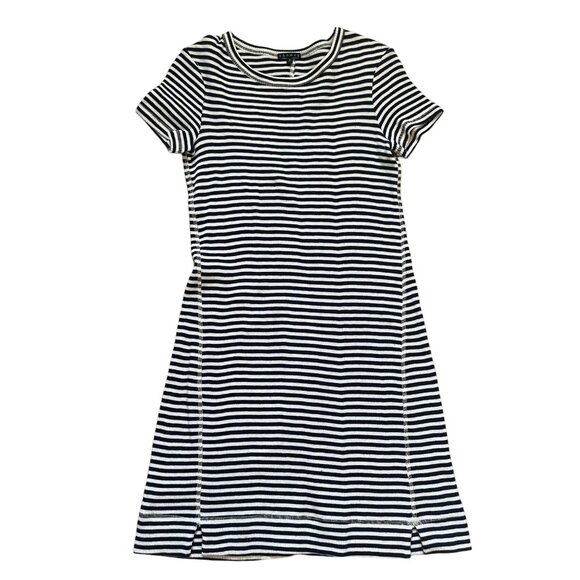 Theory Striped Short Sleeve Navy & White Cotton Y2K Dress S - Picture 1 of 6